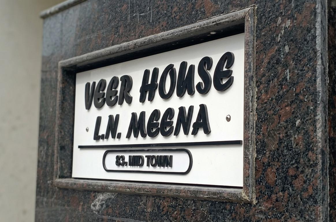 Minimalistic White & Black Door Name Plate